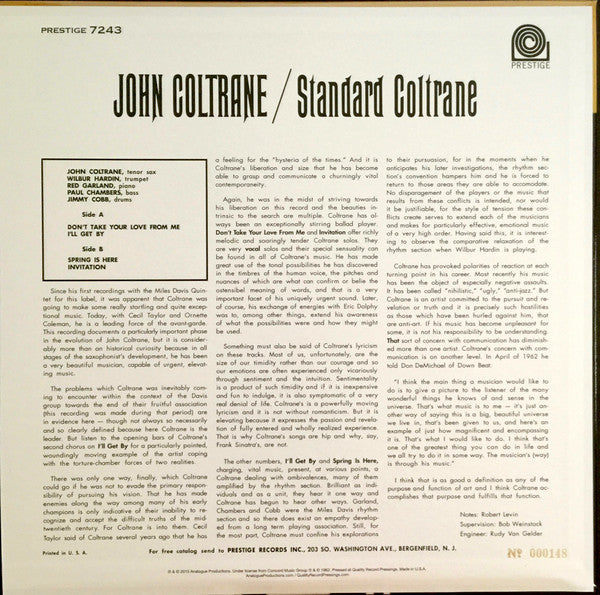 John Coltrane : Standard Coltrane (LP, Album, Ltd, Num, RE, RM, 200)