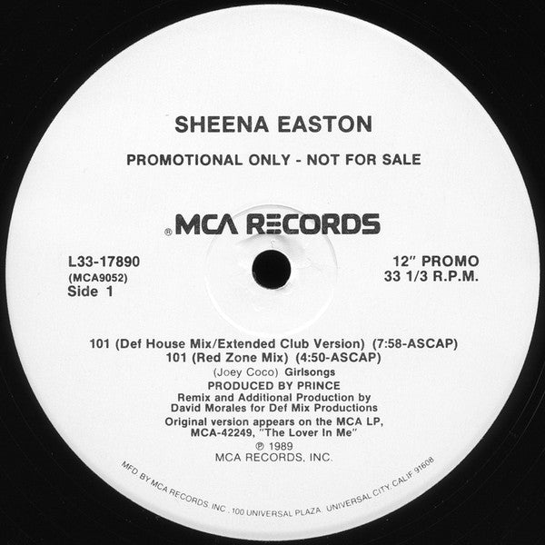 Sheena Easton : 101 (12", Single, Promo, Pin)