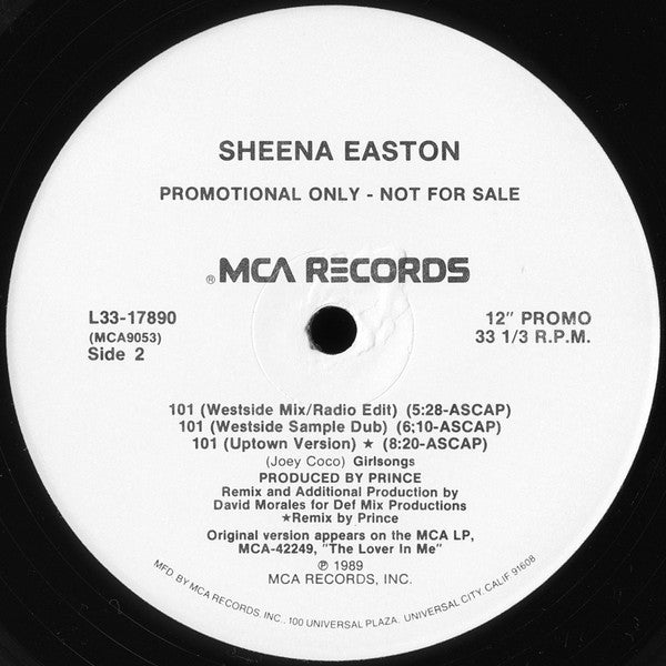 Sheena Easton : 101 (12", Single, Promo, Pin)