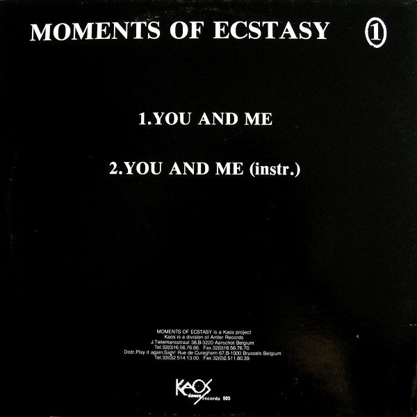Moments Of Ecstasy : You And Me (12")