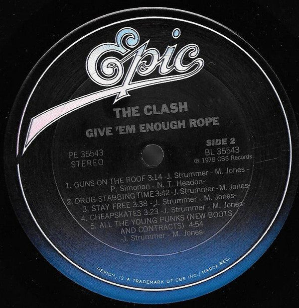 The Clash : Give 'Em Enough Rope (LP, Album, RE, RP, Car)