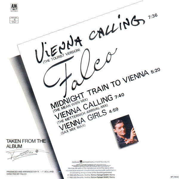 Falco : Vienna Calling (The Tourist Version) (12", Maxi)