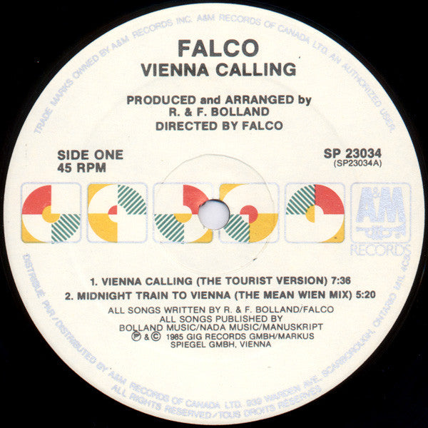 Falco : Vienna Calling (The Tourist Version) (12", Maxi)