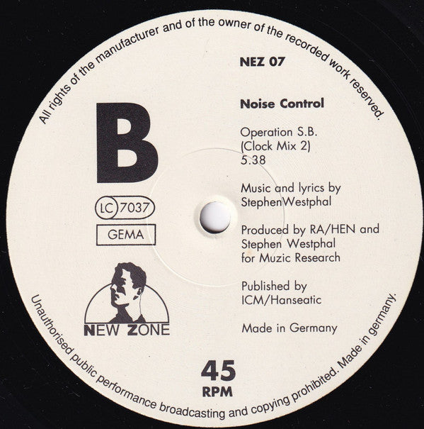 Noise Control : Operation S.B. (Clockmix Part 1 & 2) (12")