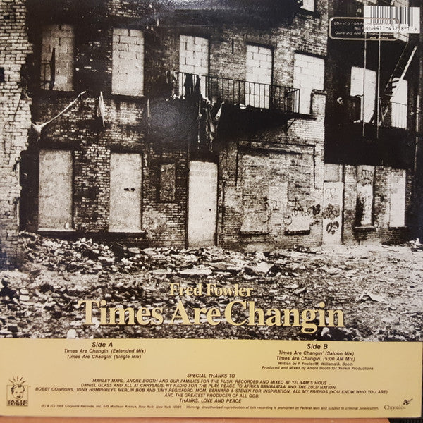 Fred Fowler : Times Are Changin' (12", Promo)