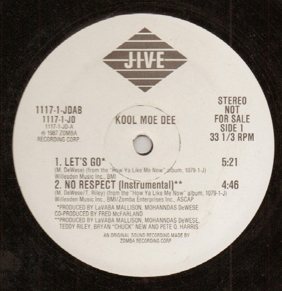 Kool Moe Dee : No Respect / Let's Go (12", Promo)
