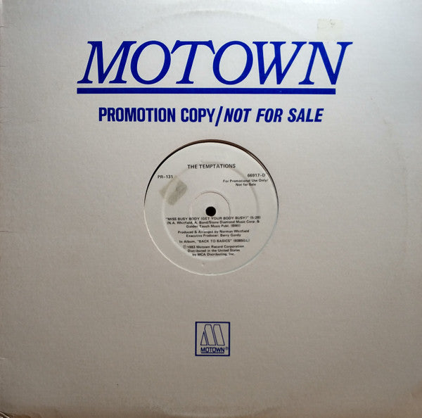 The Temptations : Miss Busy Body (Get Your Body Busy) (12", Promo)