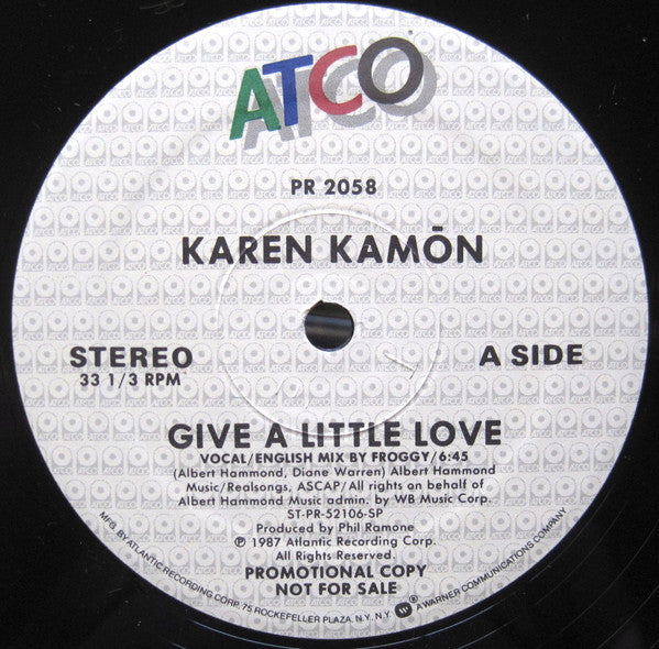 Karen Kamon : Give A Little Love (12", Single, Promo)