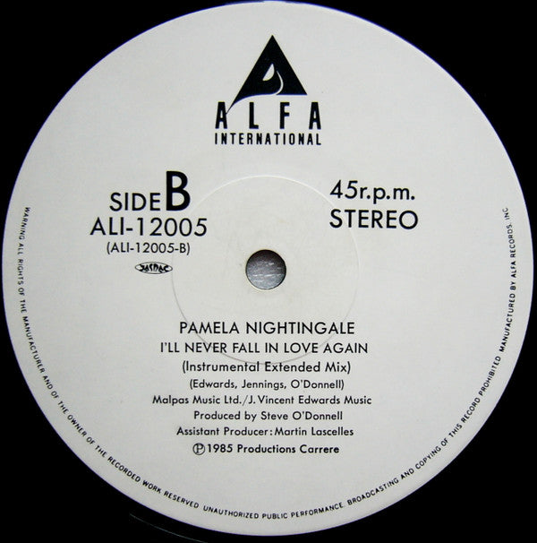 Pamela Nightingale : I'll Never Fall In Love Again (12")