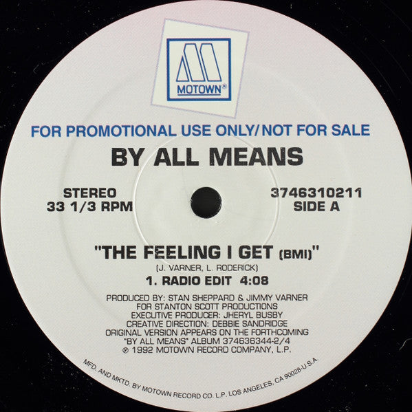By All Means : The Feeling I Get(12", Promo)