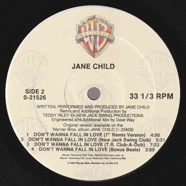Jane Child : Don't Wanna Fall In Love (12", Maxi)