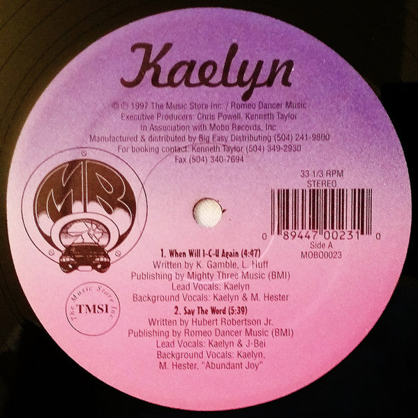 Kaelyn : When Will I-C-U Again (12", EP)