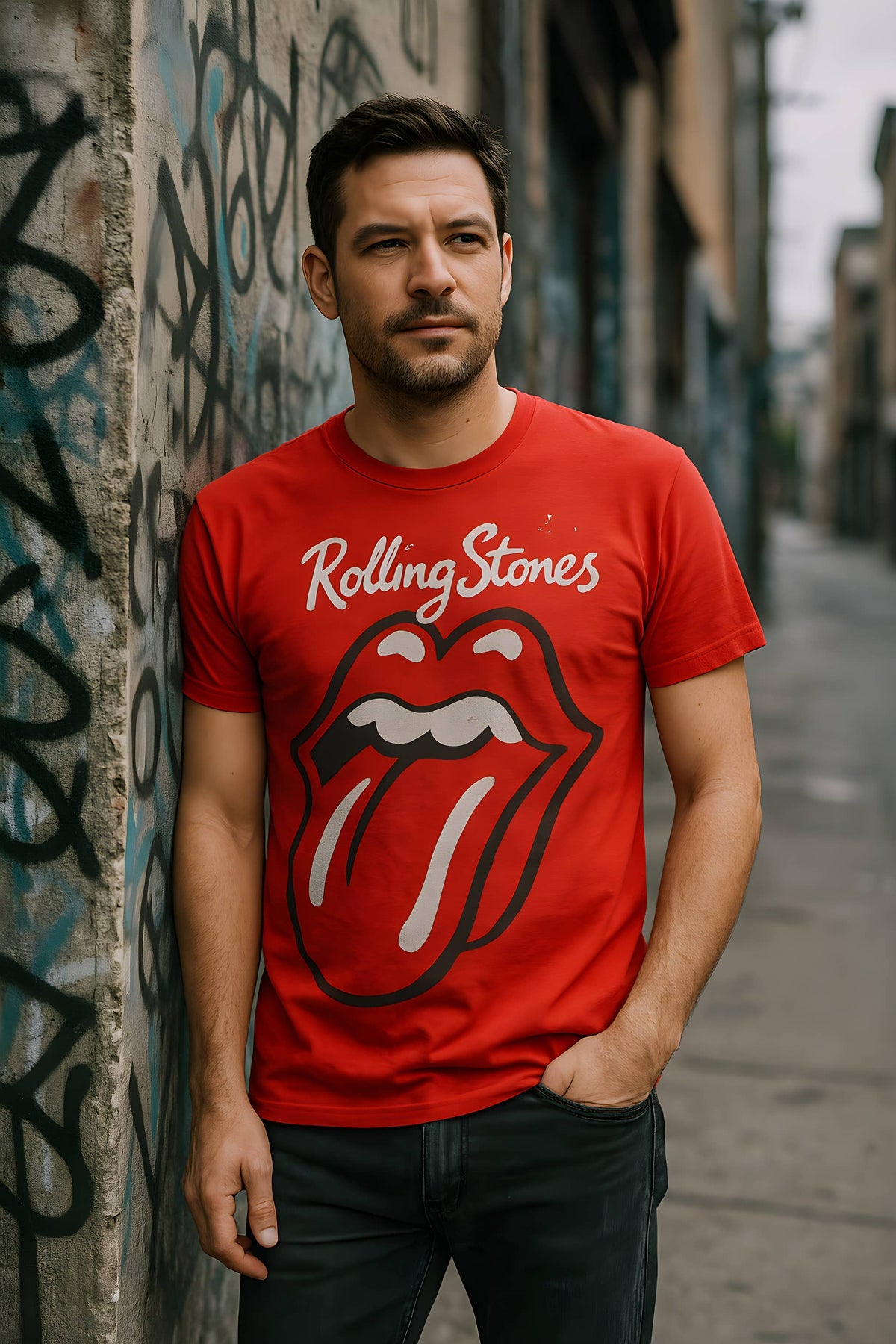 Rolling Stones - Large Spraypaint Tongue Men's T Shirt