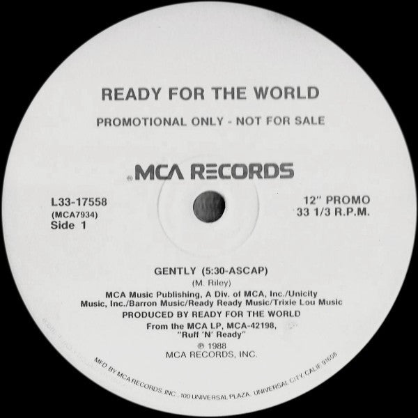 Ready For The World : Gently (12", Promo)