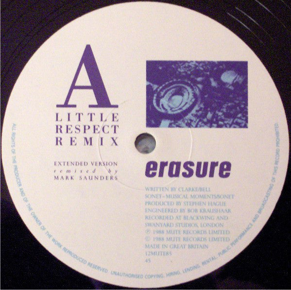 Erasure : A Little Respect (12", Single)