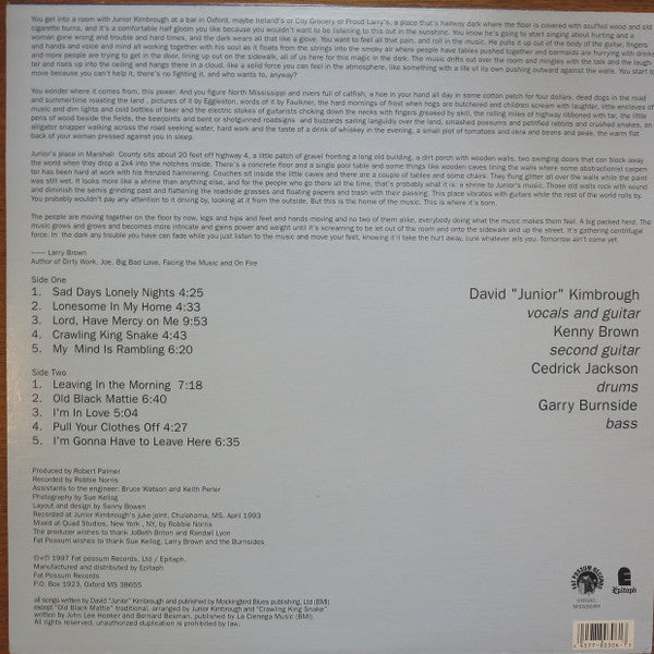 Junior Kimbrough And The Soul Blues Boys : Sad Days Lonely Nights (LP, Album, RE)