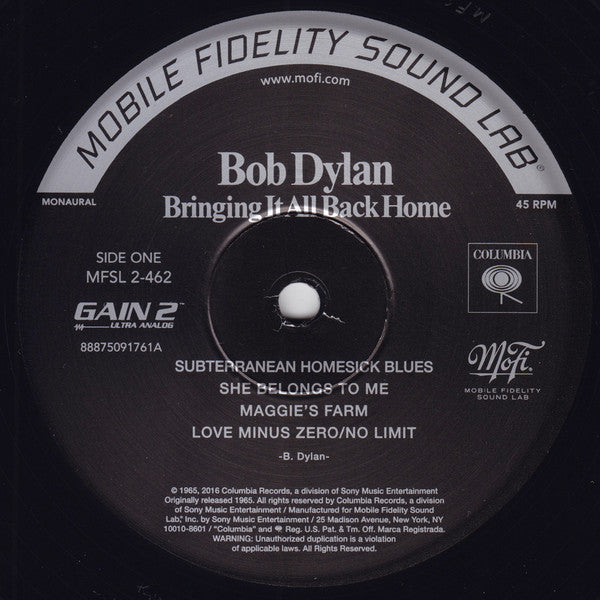 Bob Dylan : Bringing It All Back Home (2x12", Album, Mono, Ltd, Num, RE, RM, 180)