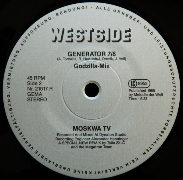 Moskwa TV : Generator 7/8 (Double Remix) (12")