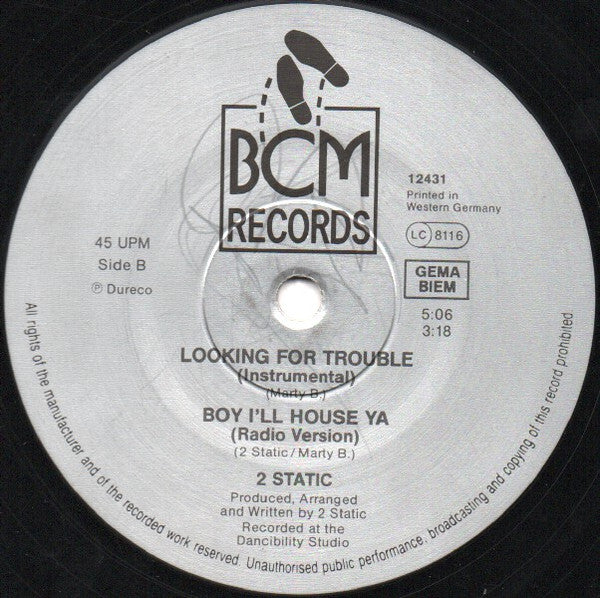 2 Static : Boy, I'll House Ya (12")