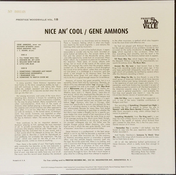 Gene Ammons : Nice An' Cool (LP, Album, Num, RE, RM)