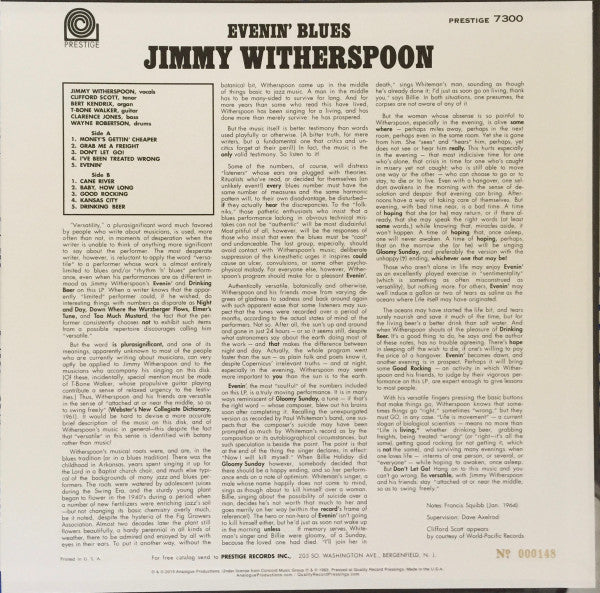 Jimmy Witherspoon : Evenin' Blues (LP, Ltd, Num, RE, RM, 200)