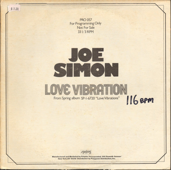 Joe Simon : Love Vibration (12", Promo)