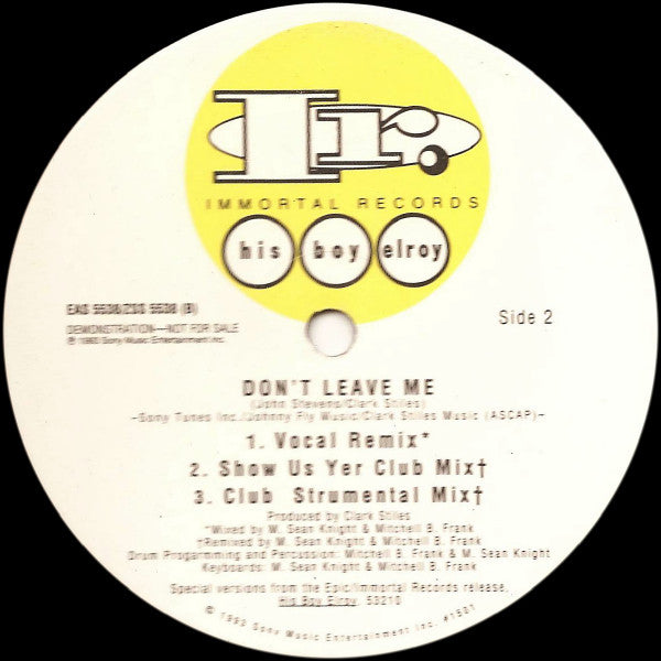 His Boy Elroy (2) : Fade To Black (12", Promo)