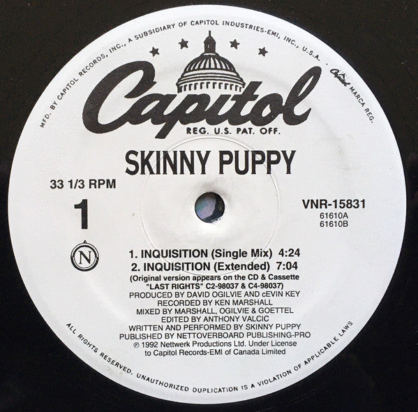 Skinny Puppy : Inquisition (12", Single)