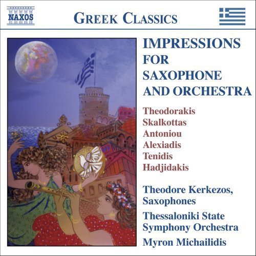 the album cover for Theodore Kerkezos - Works for Saxophone & Orchestra