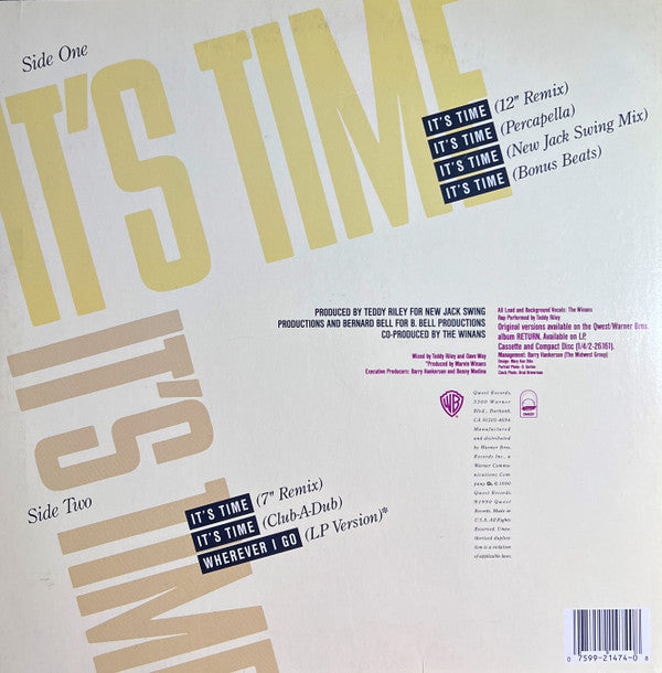 The Winans : It's Time (12", Maxi)