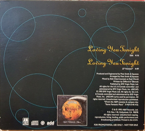 Squeeze (2) : Loving You Tonight (CD, Single, Promo)