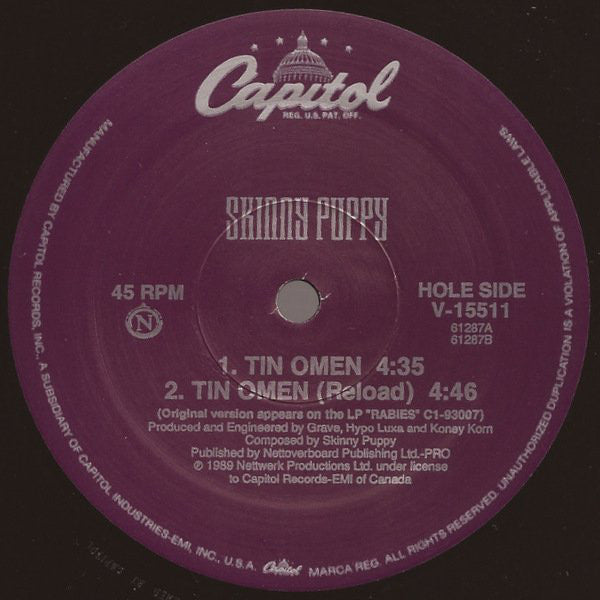 Skinny Puppy : Tin Omen (Twelve Inch Remixes) (12", Single)