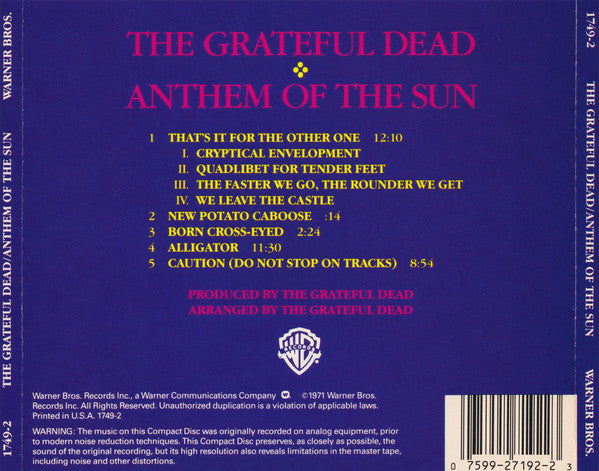 The Grateful Dead : Anthem Of The Sun (CD, Album, RE)