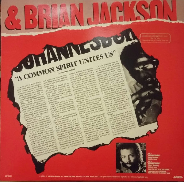 Gil Scott-Heron & Brian Jackson : Johannesburg (12", Promo)
