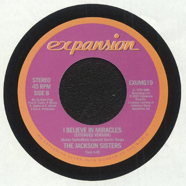 The Jackson Sisters - I Believe In Miracles (45)