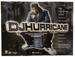 A rectangular DJ Hurricane 'Don't Sleep' album cover or poster-style product image shown against a plain white background. The artwork features a seated DJ in dark clothing and cap, large metallic-style title text, track list text on the right, and a dark industrial background.