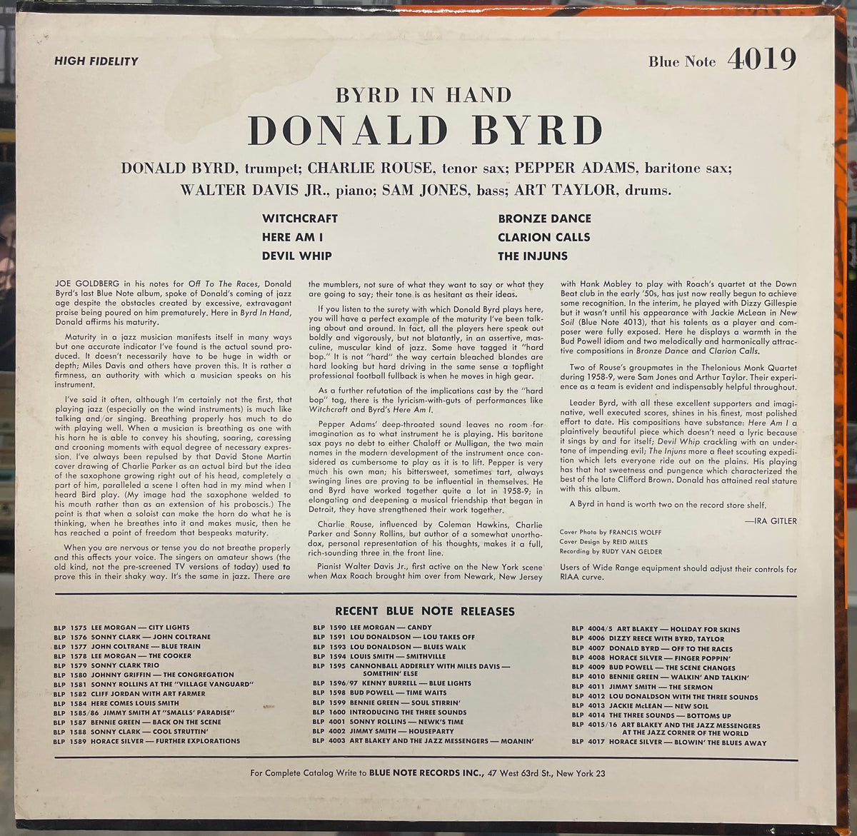 Donald Byrd - Byrd In Hand (LP, Album, Mono) (Very Good Plus (VG+))
