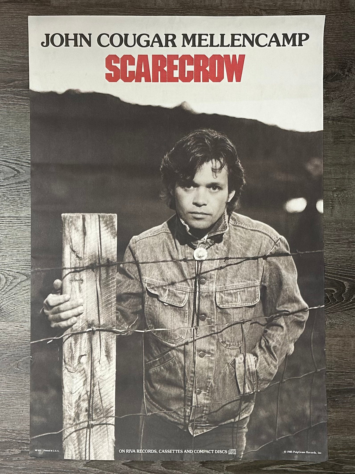 John Cougar Mellencamp - Póster promocional vintage de Espantapájaros, 1985