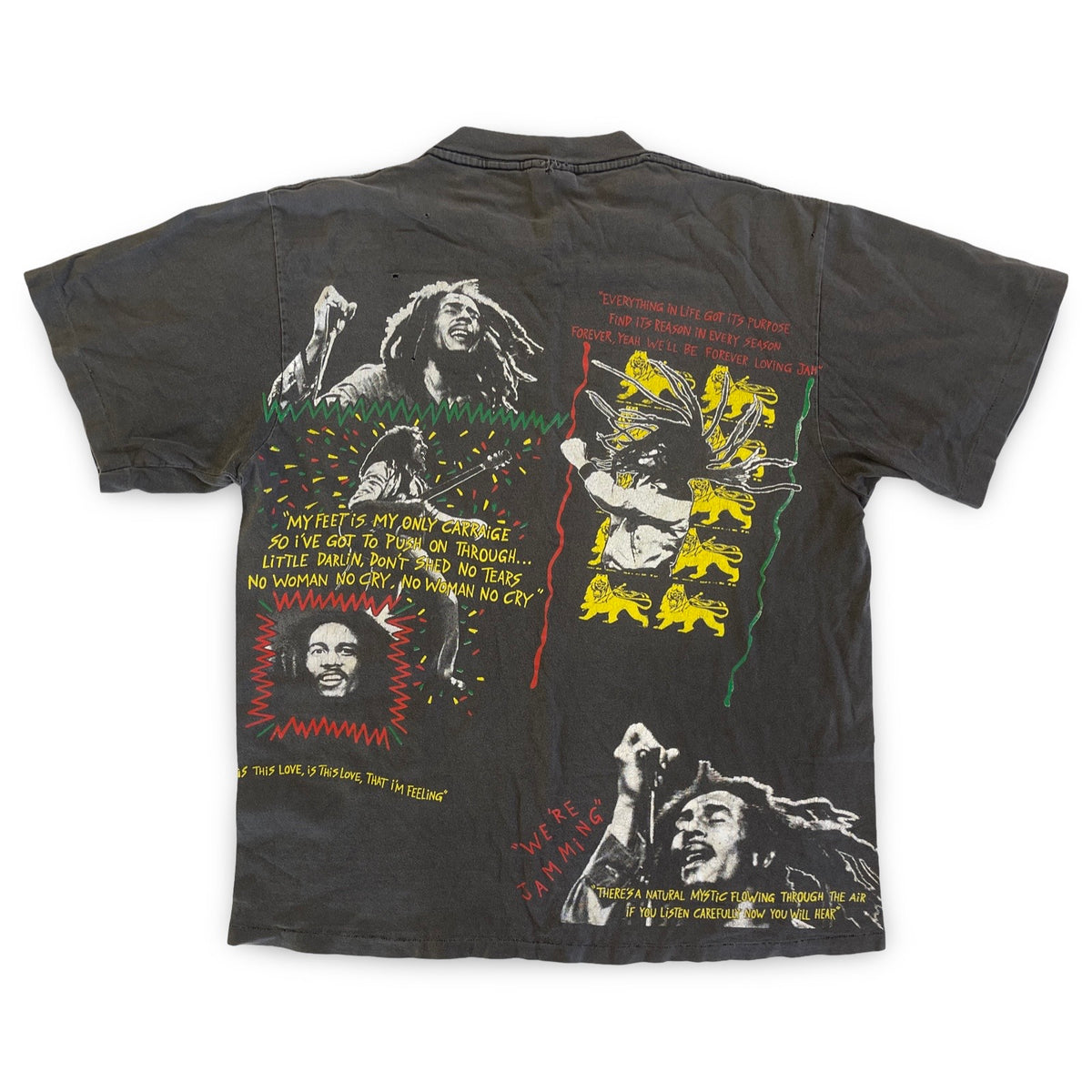 Bob Marley - Roots, Rock, Reggae Faded & Worn Tee L (Vintage Apparel)