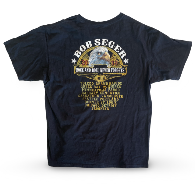 Bob Seger - Rock And Roll Never Forgets 2013 Tour Tee XL (Vintage Apparel)