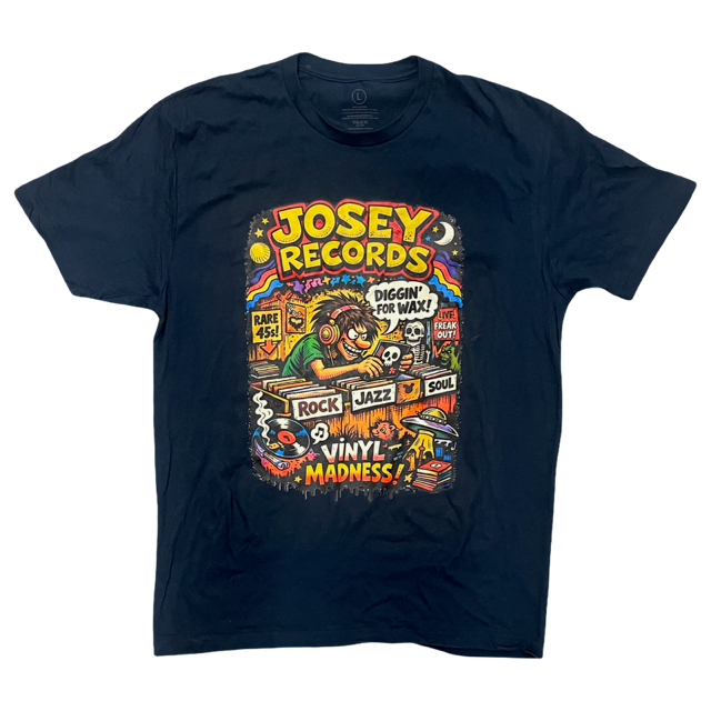 Josey Records Vinyl Madness Tee [Multi Print on Blue]