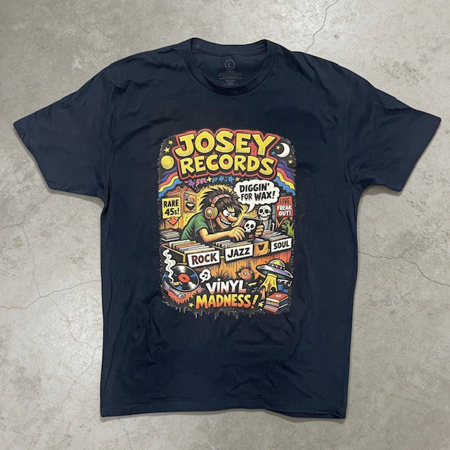 Josey Records Vinyl Madness Tee [Multi Print on Blue]
