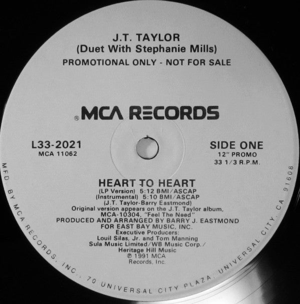 J.T. Taylor Duet With Stephanie Mills : Heart To Heart (12", Promo)