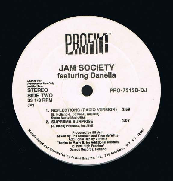 Jam Society Featuring Danella : Reflections (12", Single, Promo)