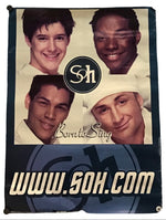 A vintage SOH Sons of Harmony banner or flag featuring photos of four boys, a circular 'sh' logo, the words Born to Sing and the website 'www.soh.