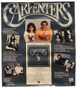 A vintage Carpenters 'Yesterday Once More' promotional poster or display card mounted on a black backing board, photographed against a white background.