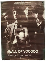 A vintage-style movie poster for 'Wall of Voodoo: Call of the West' featuring four men in dark suits against a sepia-toned background, with a small inset photo and bold white title text at the bottom.
