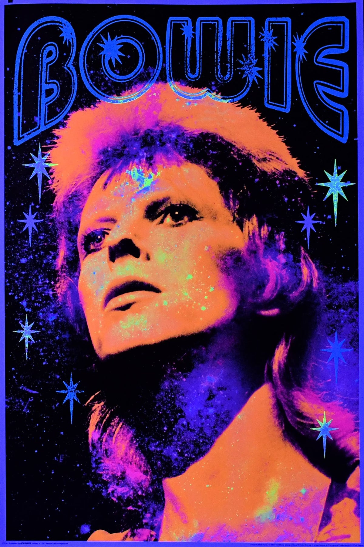 David Bowie Non Flocked Blacklight Poster - 24" X 36"