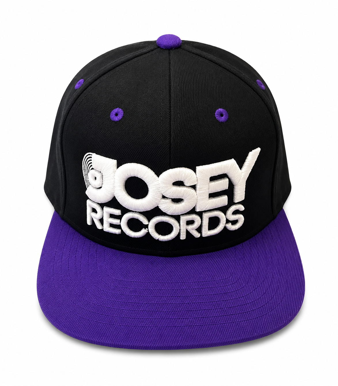 Josey Canvas Snap Back Flat Bill Hat [Black/Purple/White Logo]