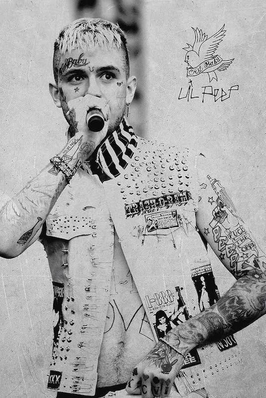 Lil Peep Cry Baby Black & White Music Poster 24X36